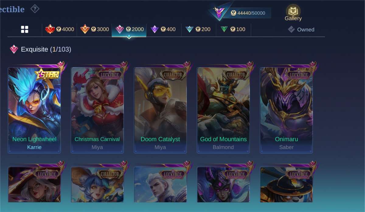 Game account sale Mobile Legends